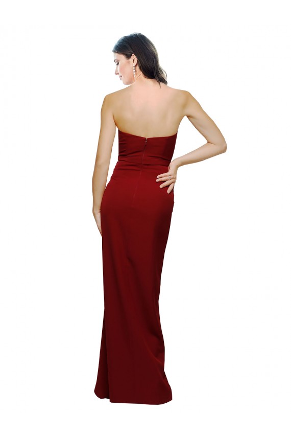 Sleeveless Sweetheart Stretch Crepe Burgundy Long Bridesmaid Dress / Evening Dress Adelaide