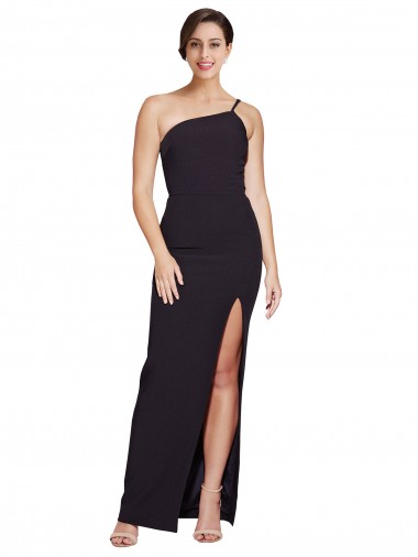 Sleeveless Strapless Stretch Crepe Black Long Formal Evening Gown / Prom Dress / Bridesmaid Dress Adelaide