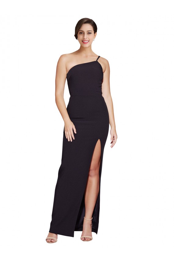 Sleeveless Strapless Stretch Crepe Black Long Formal Evening Gown / Prom Dress / Bridesmaid Dress Adelaide