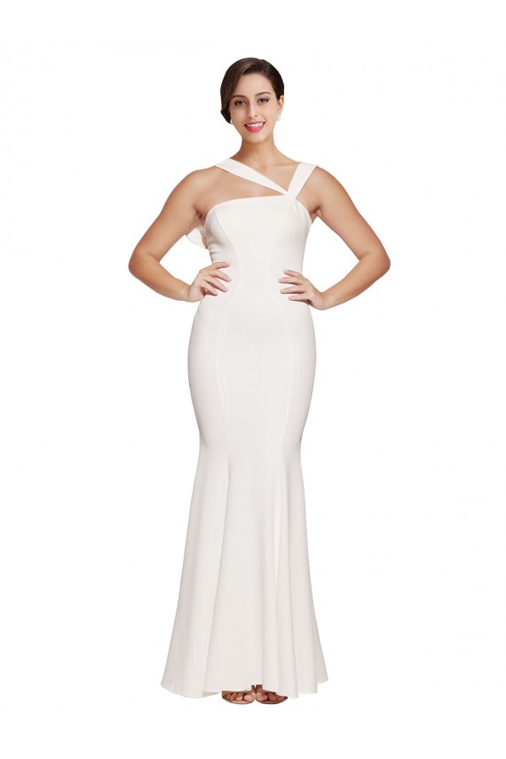 Sleeveless Square Neck Stretch Crepe Ivory Long Formal Evening Gown / Prom Dress / Bridesmaid Dress Adelaide
