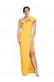Sleeveless One Shoulder Stretch Crepe Saffron Long Formal Evening Gown / Prom Dress / Bridesmaid Dress Adelaide