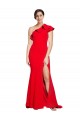 Sleeveless One Shoulder Stretch Crepe Red Sweep Train Semi Formal Evening Dress / Prom Dress / Bridesmaid Dress Adelaide