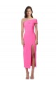 Sleeveless One Shoulder Stretch Crepe Fuchsia Midi Length Formal Evening Gown / Prom Dress / Bridesmaid Dress Adelaide
