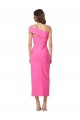 Sleeveless One Shoulder Stretch Crepe Fuchsia Midi Length Formal Evening Gown / Prom Dress / Bridesmaid Dress Adelaide