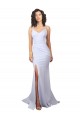 Sleeveless High Neck Stretch Crepe White Long Beach Wedding Dress Adelaide