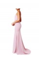 Sleeveless Square Neck Stretch Crepe Pink Long Prom Dress / Bridesmaid Dress Adelaide