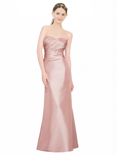 Sleeveless Strapless Stretch Satin Long Formal Evening Gown / Prom Dress / Bridesmaid Dress Adelaide