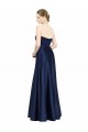 Sleeveless Sweetheart Stretch Satin Dark Navy Long Black Tie Evening Gown / Bridesmaid Dress Adelaide