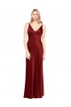 Sleeveless V-Neck Stretch Satin Burgundy Long Formal Evening Gown / Prom Dress / Bridesmaid Dress Adelaide