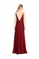 Sleeveless V-Neck Stretch Satin Burgundy Long Black Tie Evening Gown / Prom Dress / Bridesmaid Dress Adelaide