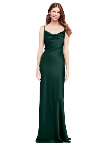 Sleeveless Cowl Neck Stretch Satin Hunter Long Black Tie Evening Gown / Prom Dress / Bridesmaid Dress Adelaide