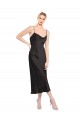 Sleeveless Cowl Neck Stretch Satin Black Midi Length Formal Evening Gown / Prom Dress / Bridesmaid Dress Adelaide