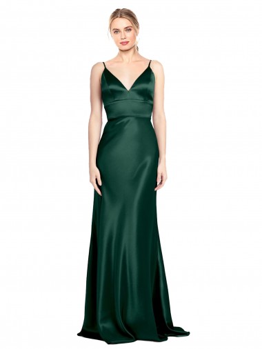 Sleeveless High Neck Stretch Satin Hunter Long Formal Evening Gown / Prom Dress / Bridesmaid Dress Adelaide