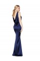 Sleeveless High Neck Stretch Satin Dark Navy Long Formal Evening Gown / Prom Dress / Bridesmaid Dress Adelaide