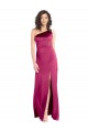 Sleeveless One Shoulder Stretch Satin Fuchsia Long Formal Evening Gown / Prom Dress / Bridesmaid Dress Adelaide