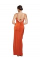 Sleeveless Cowl Neck Stretch Satin Rust Sweep Train Formal Evening Gown / Prom Dress / Bridesmaid Dress Adelaide