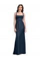 Sleeveless Square Neck Stretch Satin Dark Navy Long Formal Evening Gown / Prom Dress / Bridesmaid Dress Adelaide