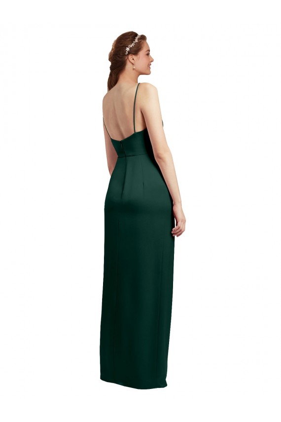 Sleeveless Square Neck Stretch Satin Hunter Long Formal Evening Gown / Prom Dress / Bridesmaid Dress Adelaide