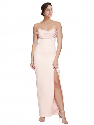 Sleeveless Cowl Neck Stretch Satin Long Formal Evening Gown / Prom Dress / Bridesmaid Dress Adelaide
