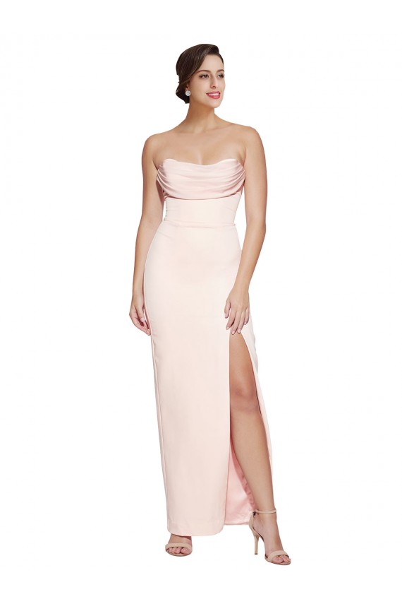 Sleeveless Cowl Neck Stretch Satin Long Formal Evening Gown / Prom Dress / Bridesmaid Dress Adelaide