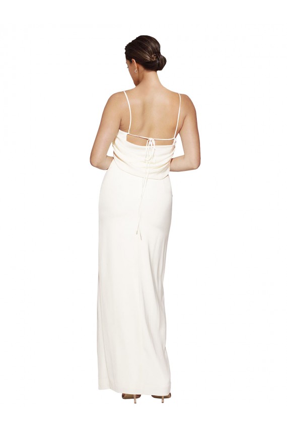 Sleeveless High Neck Stretch Satin Ivory Long Formal Evening Gown / Prom Dress / Bridesmaid Dress Adelaide