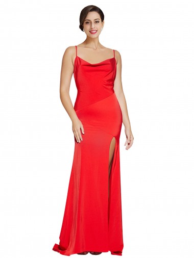 Sleeveless Strapless Stretch Satin Red Long Formal Evening Gown / Prom Dress / Bridesmaid Dress Adelaide