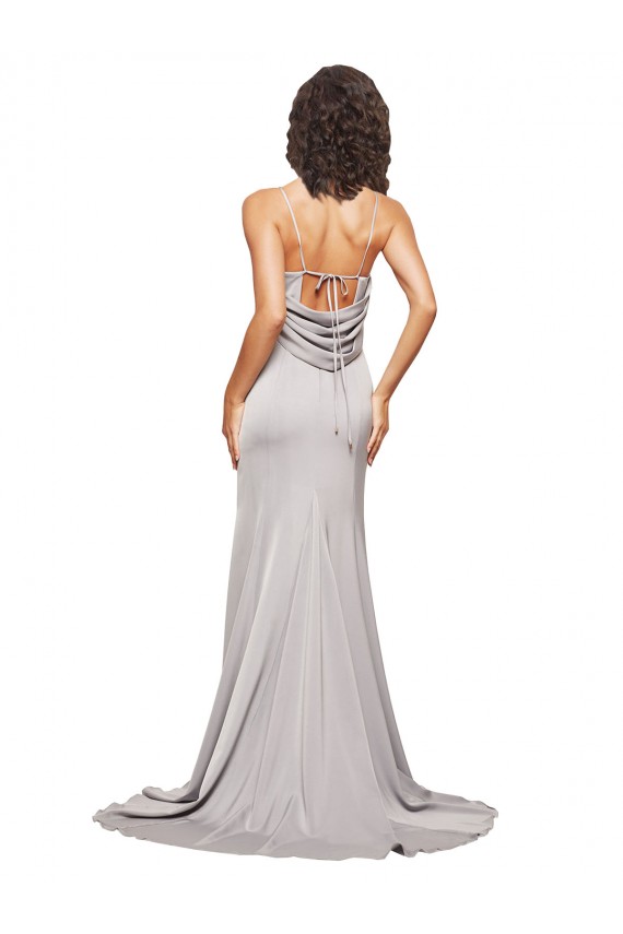 Sleeveless High Neck Stretch Satin Sweep Train Formal Evening Gown / Prom Dress / Bridesmaid Dress Adelaide