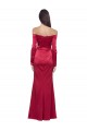 Long Sleeves Sweetheart Stretch Satin Dark Red Long Formal Evening Gown / Prom Dress / Bridesmaid Dress Adelaide