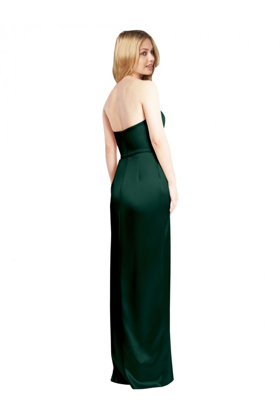 Sleeveless Strapless Stretch Satin Hunter Long Formal Evening Gown / Prom Dress / Bridesmaid Dress Adelaide