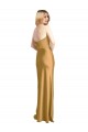 Sleeveless Strapless Stretch Satin Gold Long Formal Evening Gown / Prom Dress / Bridesmaid Dress Adelaide