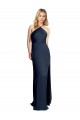 Sleeveless Halter Neck Stretch Satin Dark Navy Long Formal Evening Gown / Prom Dress / Bridesmaid Dress Adelaide