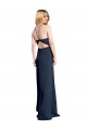 Sleeveless Halter Neck Stretch Satin Dark Navy Long Formal Evening Gown / Prom Dress / Bridesmaid Dress Adelaide