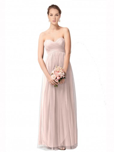 Cap Sleeves Sweetheart Tulle Vintage Rose Long Bridesmaid Dress Adelaide