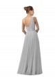 Sleeveless One Shoulder Tulle Silver Long Bridesmaid Gown Adelaide
