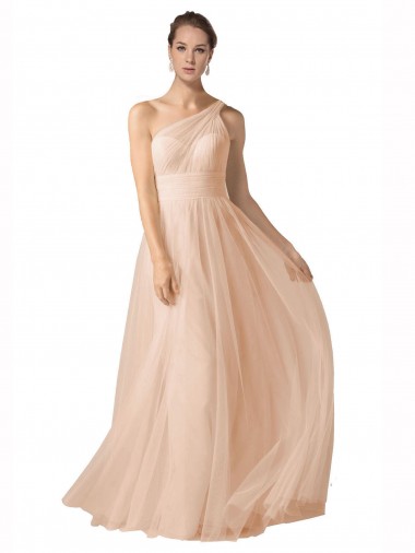 Sleeveless Sweetheart Tulle Nude Long Formal Dress / Bridesmaid Dress Adelaide