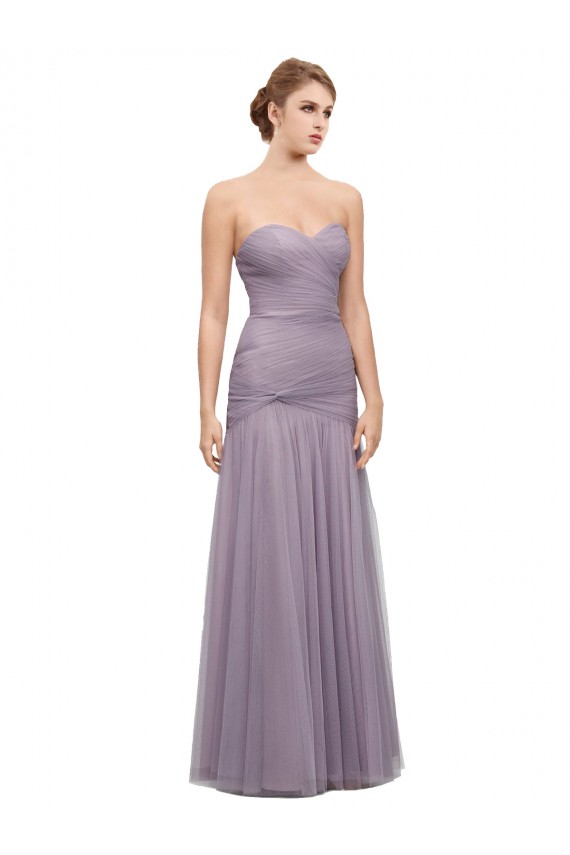 Sleeveless Sweetheart Tulle Heather Long Bridesmaid Dress Adelaide
