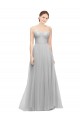Sleeveless Sweetheart Tulle Silver Long Bridesmaid Dress Adelaide