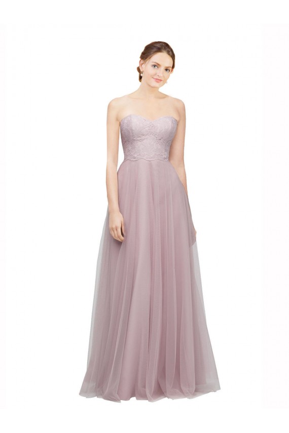 Sleeveless Sweetheart Tulle & Lace Light Lilac Long Bridesmaid Dress / Evening Dress Adelaide