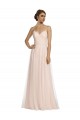 Sleeveless Spaghetti Straps Tulle Pink Long Bridesmaid Dress Adelaide