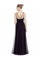 Sleeveless High Neck Tulle Black Long Bridesmaid Gown Adelaide