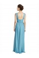 Sleeveless V-Neck Tulle Sky Blue Long Bridesmaid Dress Adelaide