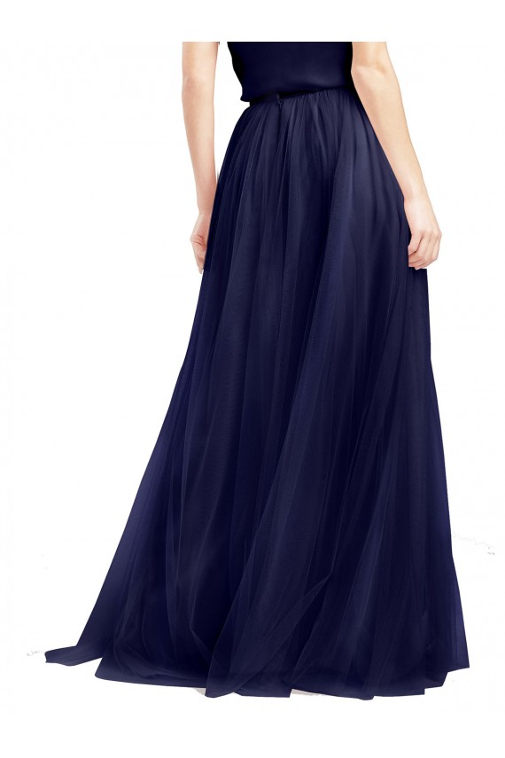 Sleeveless High Neck Tulle Navy Blue Long Semi Formal Evening Dress / Bridesmaid Dress Adelaide