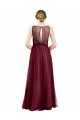 Sleeveless Boat Neck Tulle Burgundy Long Semi Formal Evening Dress / Bridesmaid Dress Adelaide