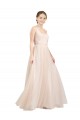 Sleeveless Scoop Neck Tulle Pink Long Semi Formal Evening Dress / Bridesmaid Dress Adelaide