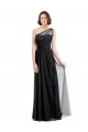 Sleeveless One Shoulder Tulle Black Long Bridesmaid Dress Adelaide