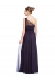 Sleeveless One Shoulder Tulle Black Long Bridesmaid Dress Adelaide