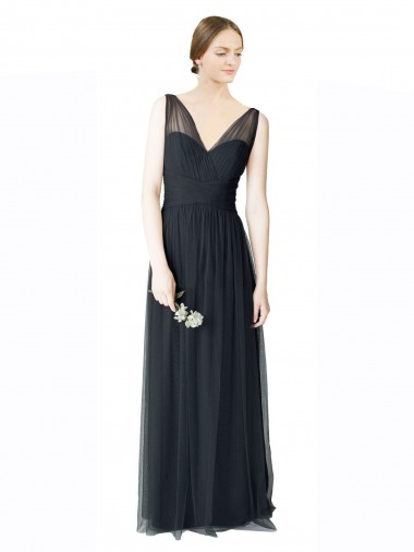 Sleeveless Sweetheart Tulle Pewter Long Formal Dress / Bridesmaid Dress Adelaide