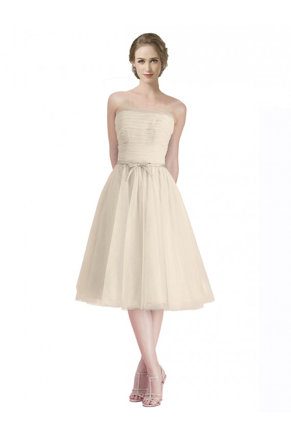 Sleeveless Strapless Tulle Cocktail Length Bridesmaid Dress Adelaide