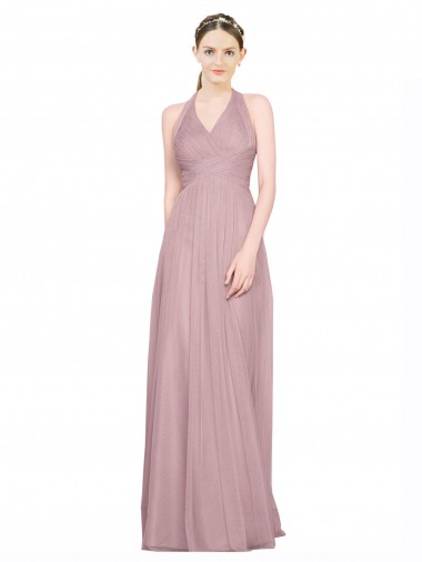 Sleeveless V-Neck Tulle Long Bridesmaid Gown Adelaide