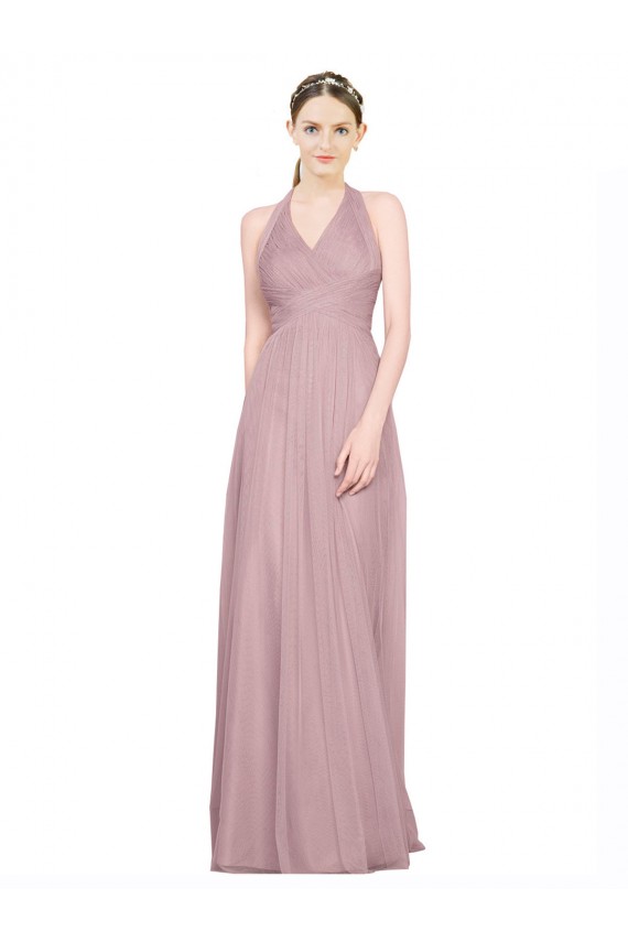 Sleeveless V-Neck Tulle Long Bridesmaid Gown Adelaide
